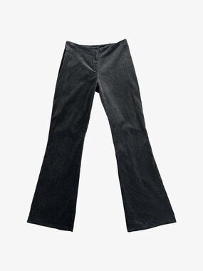 Vintage Y2K Gray/Black Charcoal Velvet Velour Herringbone Split End Flared  Pant